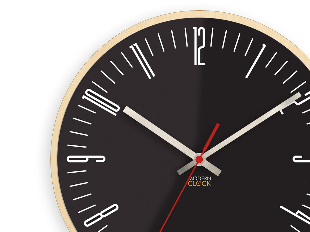 Μοντέρνο ρολόι τοίχου PIANO Μαύρο