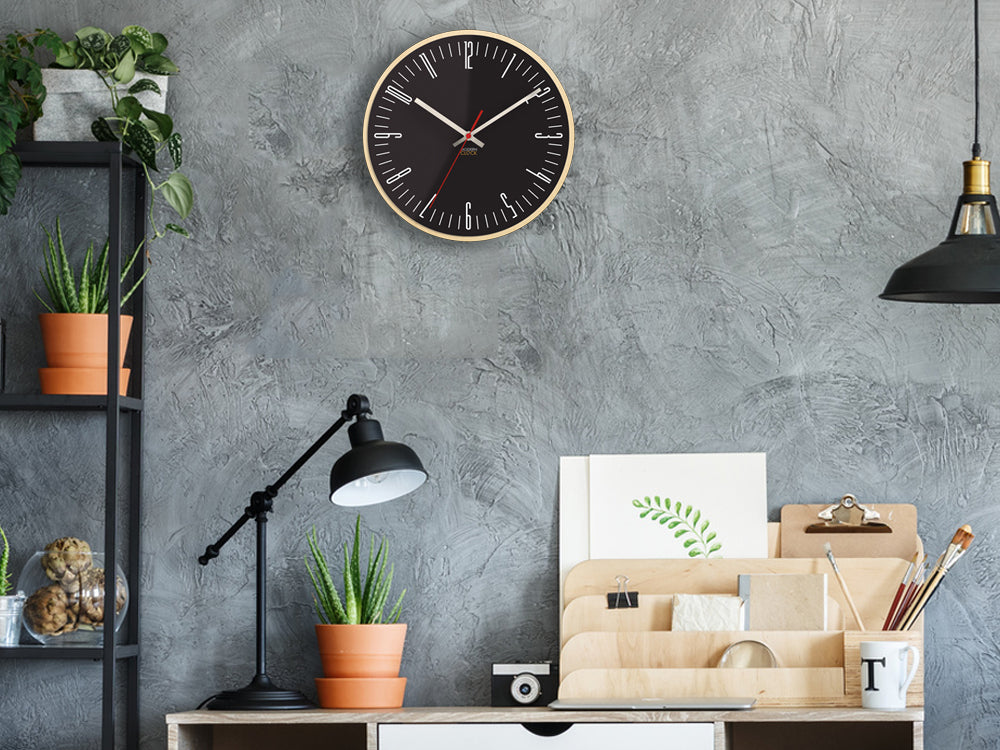 Μοντέρνο ρολόι τοίχου PIANO Μαύρο