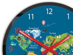 Παιδικό ρολόι τοίχου με παγκόσμιο χάρτη