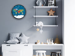 Παιδικό ρολόι τοίχου Παγκόσμιος χάρτης