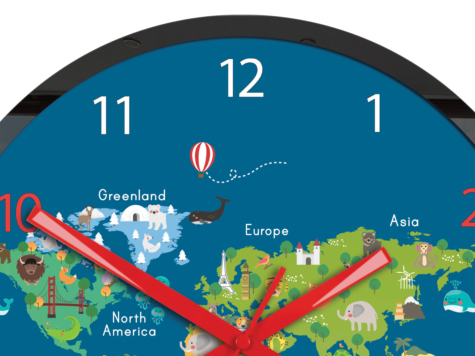 Παιδικό ρολόι τοίχου Παγκόσμιος χάρτης