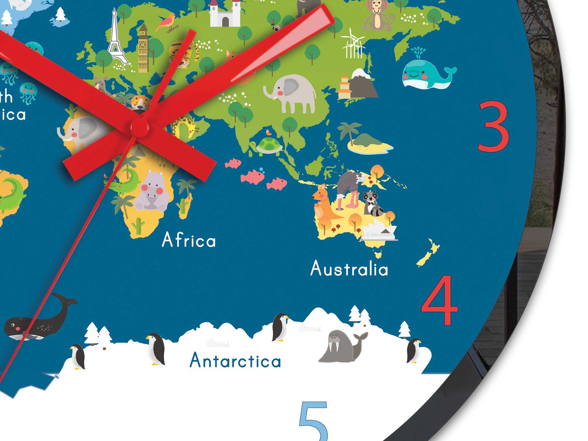 Παιδικό ρολόι τοίχου Παγκόσμιος χάρτης