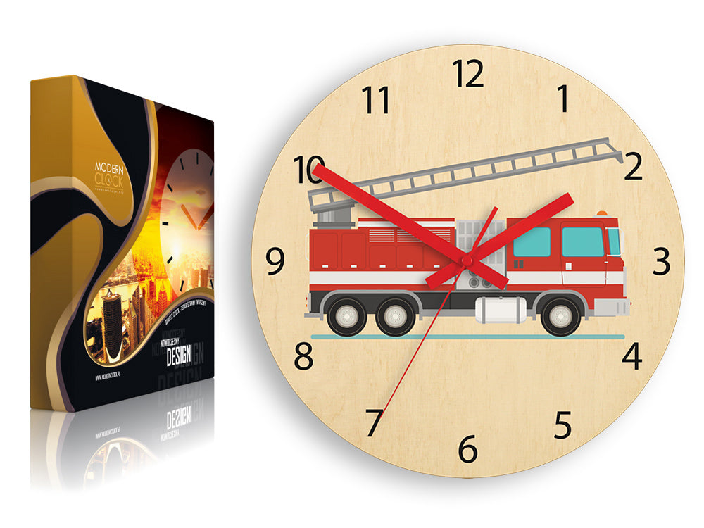 Παιδικό ρολόι τοίχου Πυροσβεστικό όχημα