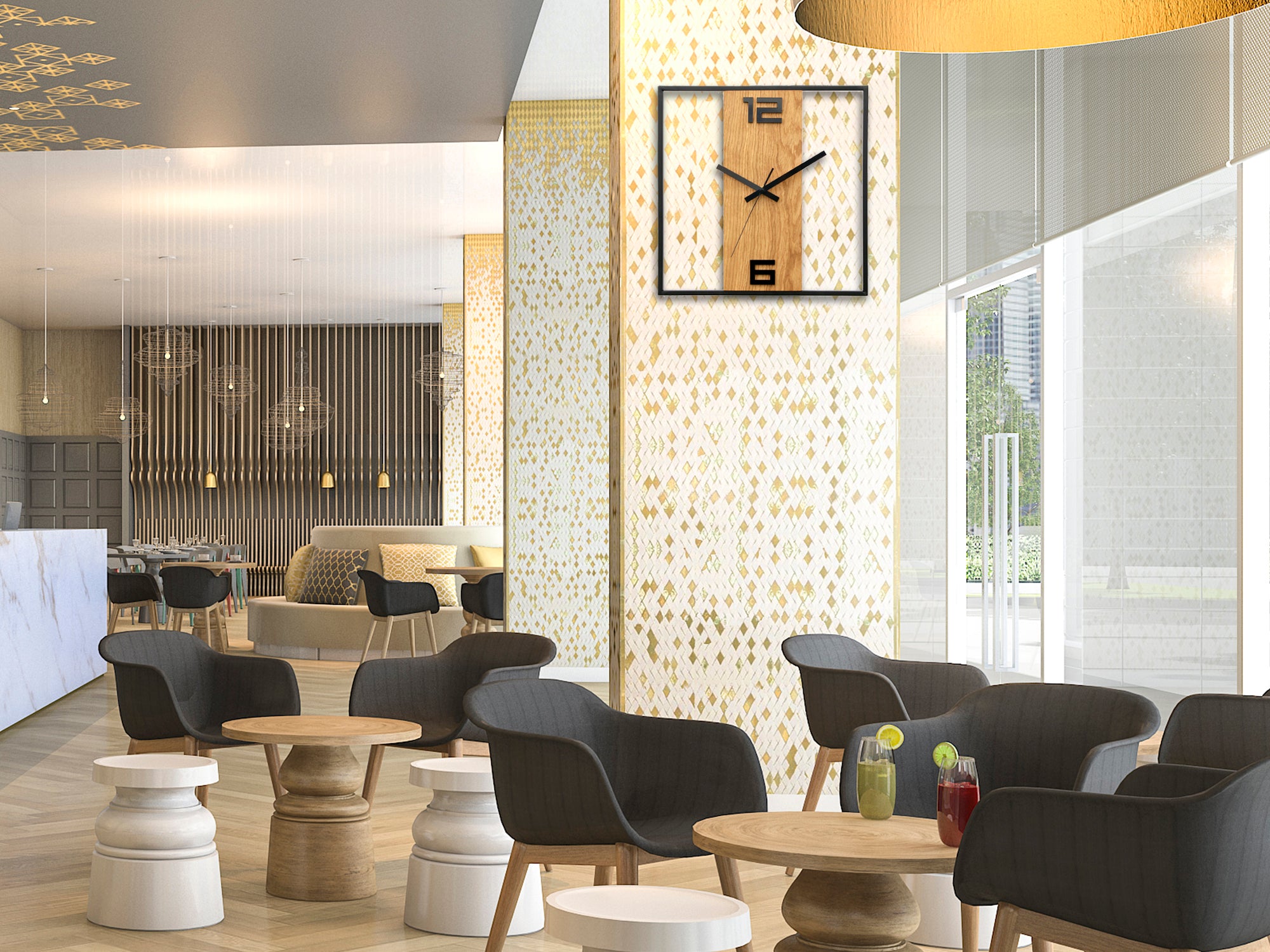 Μοντέρνα ρολόγια τοίχου RETRO Ξύλο-μέταλλο