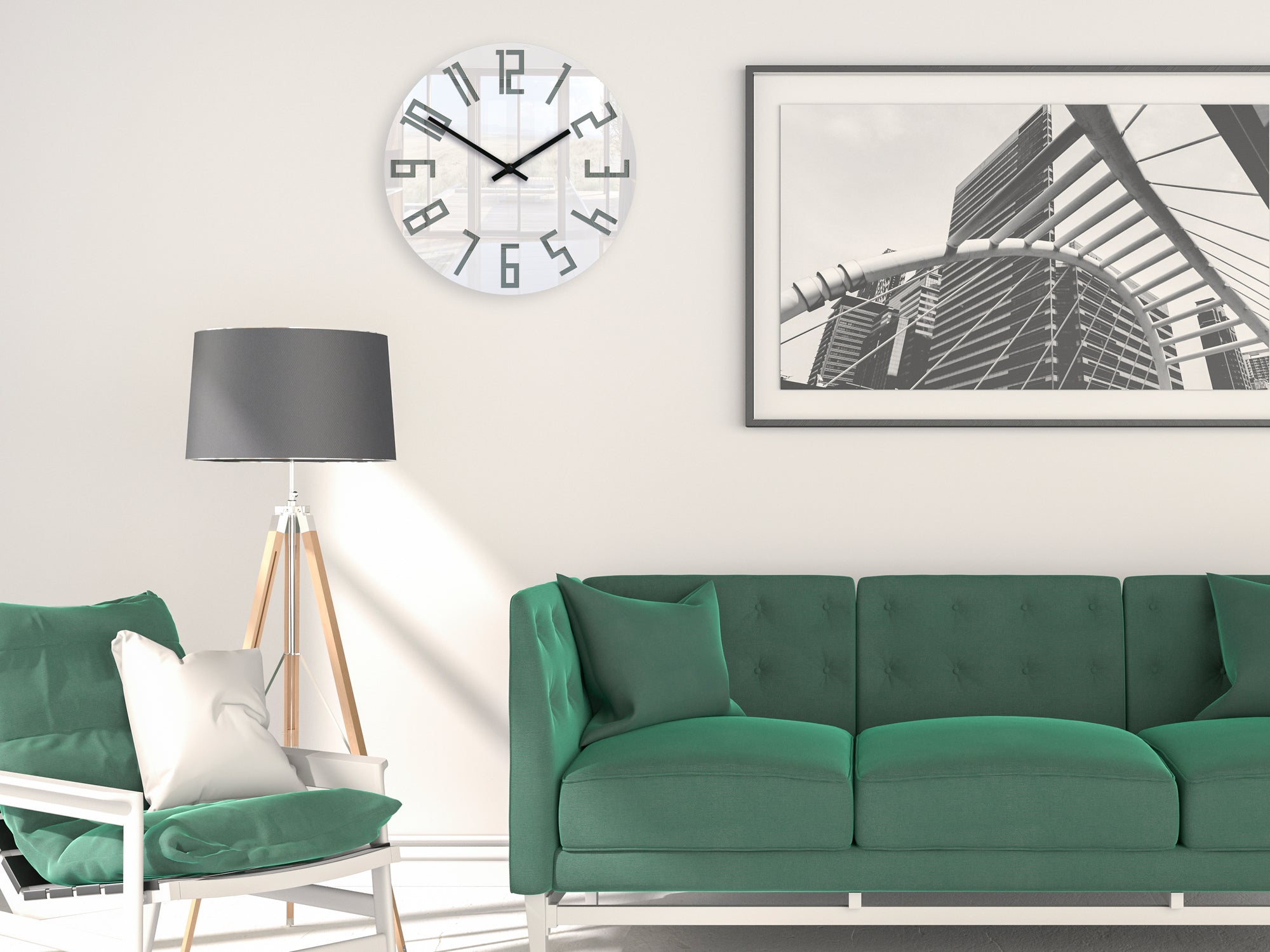 Μοντέρνο ρολόι τοίχου SLIM Ακρυλικό λευκό-γκρι