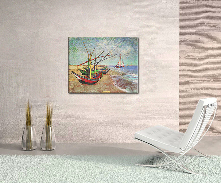 Εκτύπωση σε καμβά FISHING BOATS ON THE BEACH AT SAINTS-MARIES – Vincent van Gogh R | διάφορα μεγέθη