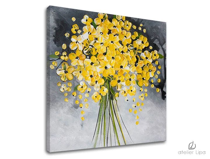 Αναπαραγωγή του συγγραφέα σε καμβά FLOWERS Discount 60 % 100X100 cm