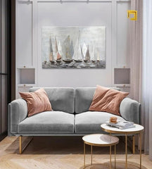 Πίνακας ζωγραφικής FLAGS ON THE SEA Discount 60% 120X60 cm