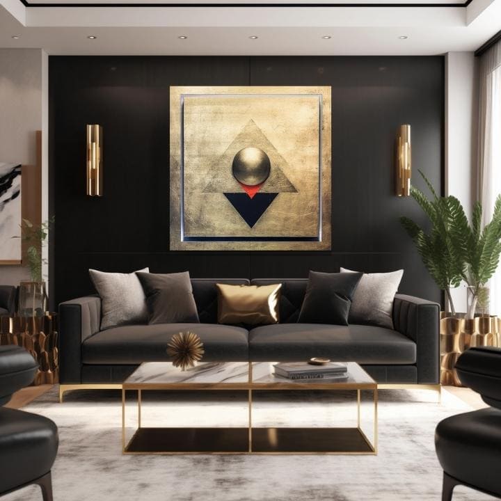 Χρυσή πινελιά σε καμβά Συμμετρία σε χρυσό | διαφορετικές διαστάσεις