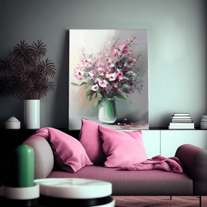 Σχεδιασμός διακόσμηση σε καμβά Floral φαντασία σε ένα βάζο - εικόνα 2