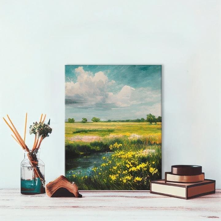 Τοπίο σε καμβά Ανάμεσα στον ουρανό και τη γη | διαφορετικές διαστάσεις