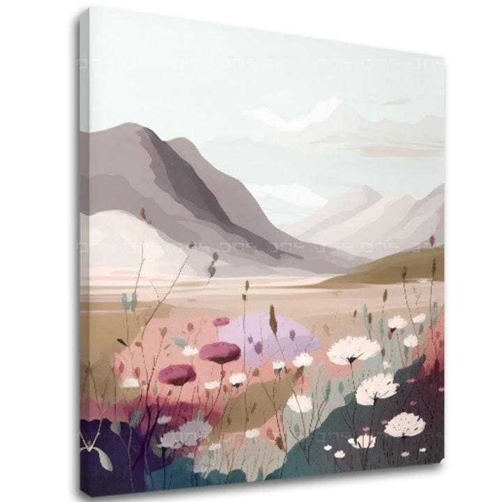 Τοπίο σε καμβά Κοιλάδα των βουνών | διαφορετικές διαστάσεις