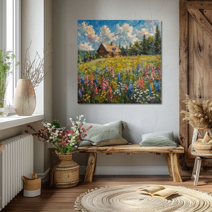 Η εικόνα του τοπίου στον καμβά Καλοκαίρι στης γιαγιάς