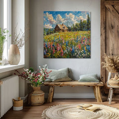 Η εικόνα του τοπίου στον καμβά Καλοκαίρι στης γιαγιάς