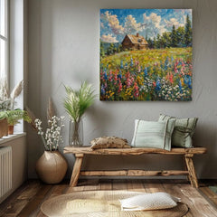 Η εικόνα του τοπίου στον καμβά Καλοκαίρι στης γιαγιάς