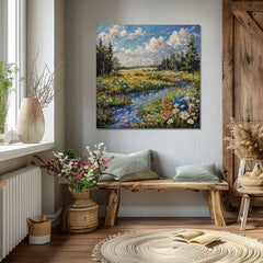 Τοπίο ζωγραφική σε καμβά Ρεύμα στη φύση