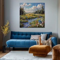 Τοπίο ζωγραφική σε καμβά Ρεύμα στη φύση