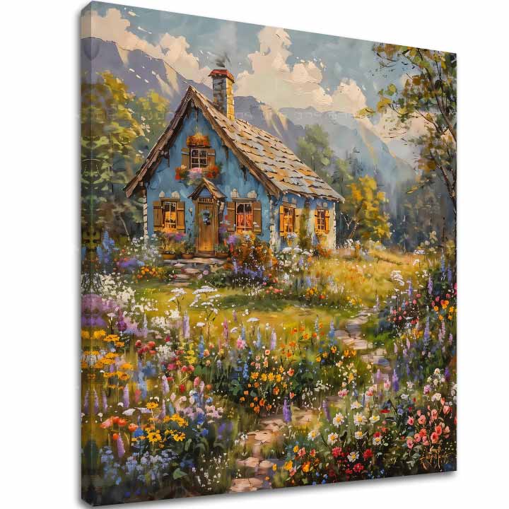 Πίνακας ζωγραφικής τοπίου σε καμβά Καλοκαιρινό καταφύγιο