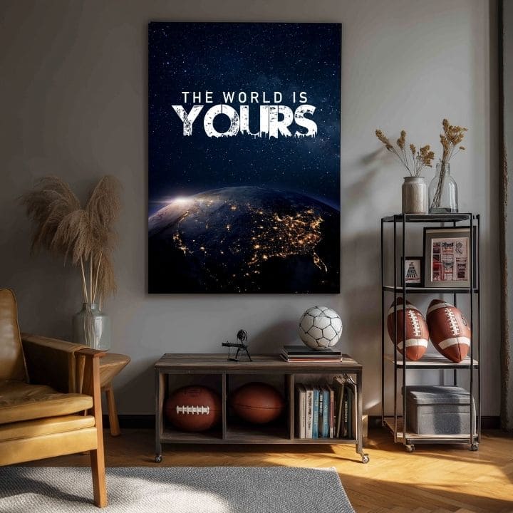 Η εικόνα σε καμβά THE WORLD IS YOURS - Εμπνευσμένη Διακόσμηση - εικόνα 4