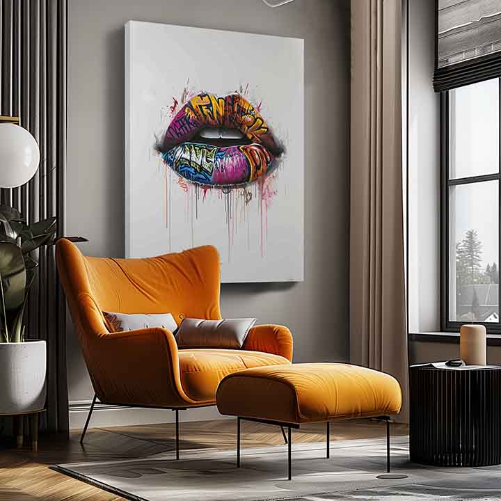 Εικόνα GRAFFITI LIPS | Ιταλικός καμβάς | διαφορετικές διαστάσεις