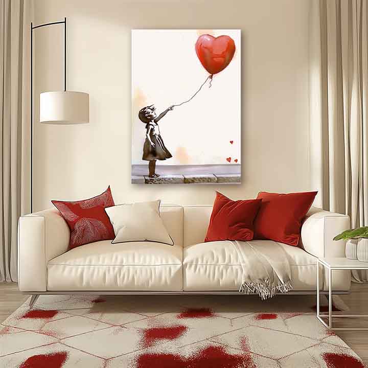 Εικόνα HEART BALLOON GIRL | Ιταλικός καμβάς | διαφορετικές διαστάσεις