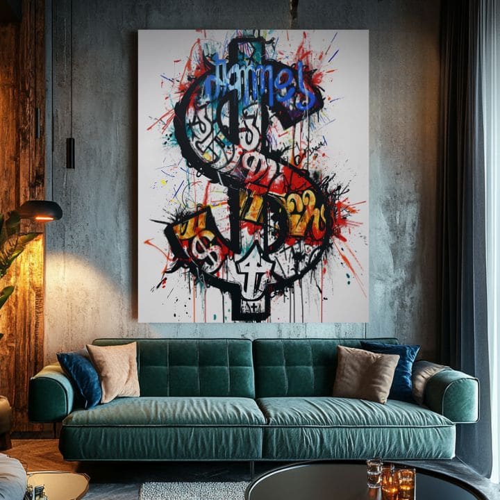 Εικόνα DOLLAR GRAFFITI | Ιταλικός καμβάς | διαφορετικές διαστάσεις