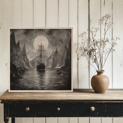 Η εικόνα στο ξύλο - Drakkar κάτω από το φεγγάρι