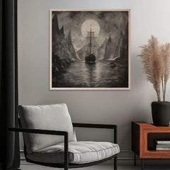 Η εικόνα στο ξύλο - Drakkar κάτω από το φεγγάρι