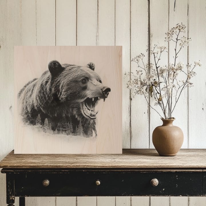 Ξύλινη ζωγραφική Björn - Φύλακας των σκανδιναβικών δασών