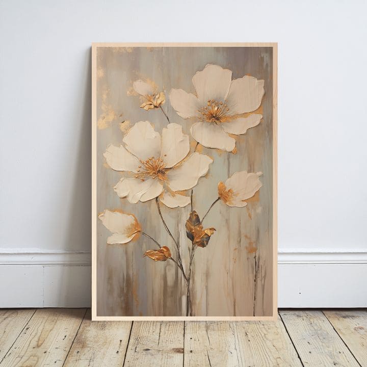 Ξύλινη ζωγραφική - Σκανδιναβικά λουλούδια λιβαδιού