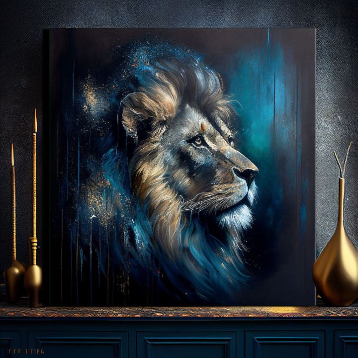 Διακοσμητική ζωγραφική σε καμβά - PREMIUM ART - Lion's Strength and Grace
