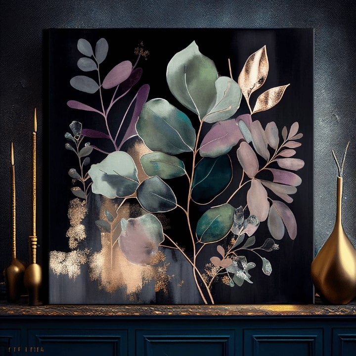 Μοντέρνα έργα ζωγραφικής σε καμβά - JUNGLE'S EMERALD SYMPHONY 80x80 cm