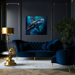 Διακοσμητική ζωγραφική σε καμβά - PREMIUM ART - Shark Force in Dark Water - εικόνα 3