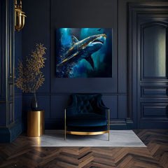 Διακοσμητική ζωγραφική σε καμβά - PREMIUM ART - Shark Force in Dark Water - εικόνα 4