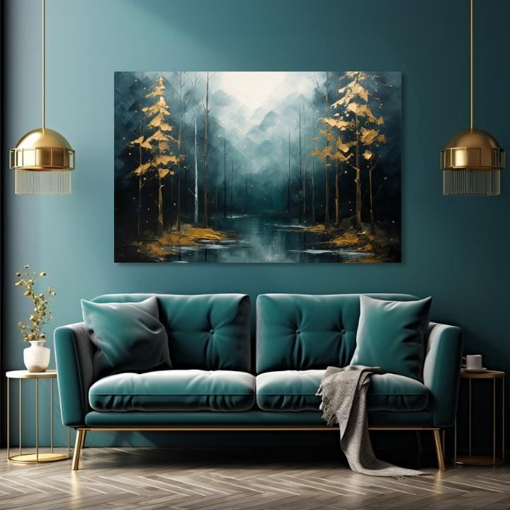 Μοντέρνα τέχνη ζωγραφική Χρυσή πινελιές του δάσους - PREMIUM ART | διαφορετικές διαστάσεις