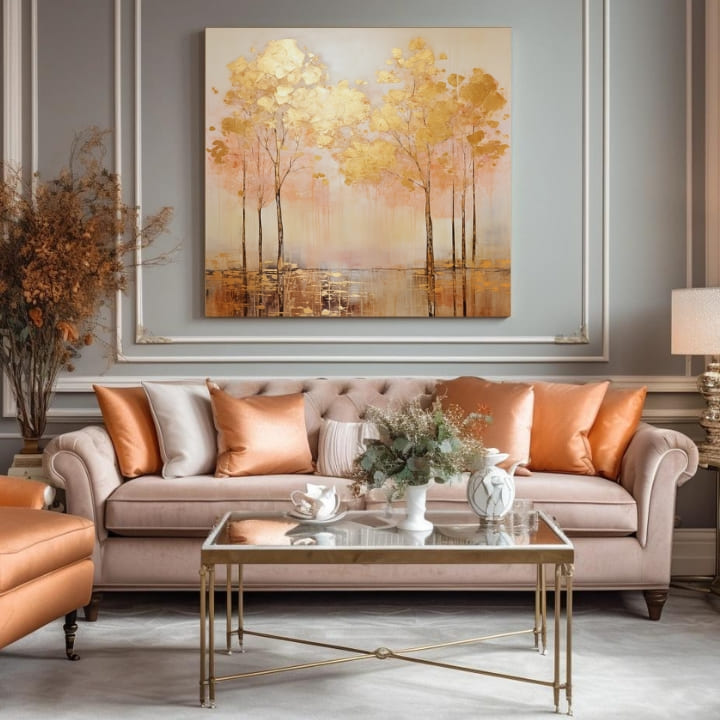 Δομημένη ζωγραφική Χρυσό δωμάτιο πάνω από το νερό - PREMIUM ART | διαφορετικές διαστάσεις
