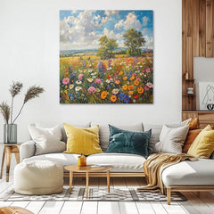 Η εικόνα ενός χωραφιού με λουλούδια σε καμβά Καλοκαιρινό λιβάδι | Ακρυλικό λεπτομέρειες