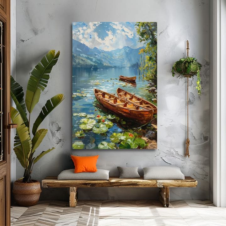 Τοπίο σε καμβά ζωγραφική Ρομαντισμός σε ένα ζευγάρι | Ακρυλικό λεπτομέρειες