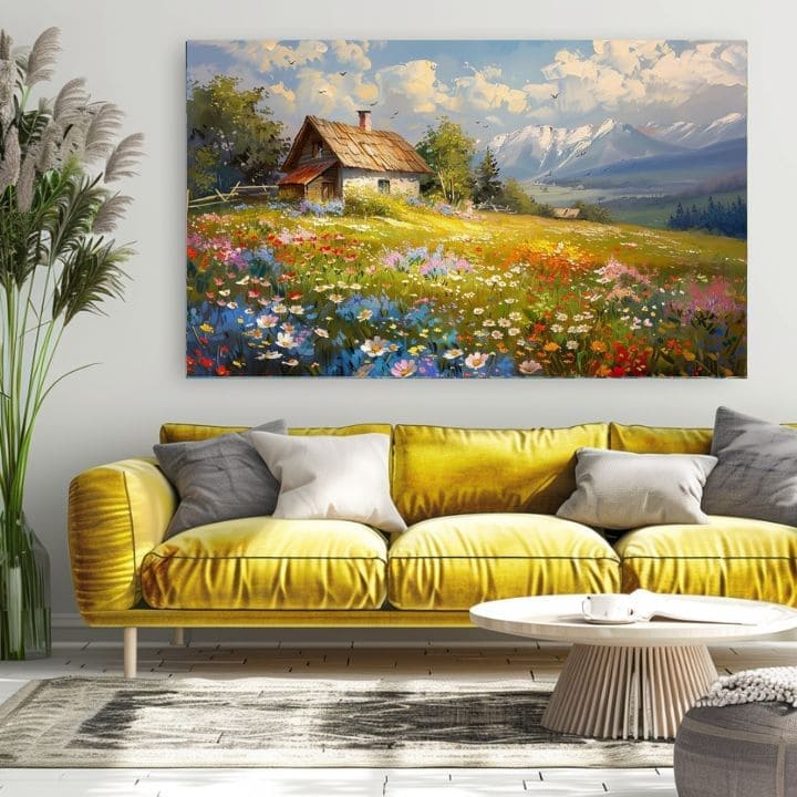 Πίνακας ζωγραφικής Πολύχρωμο λουλούδι λιβάδι | Ακρυλικό λεπτομέρειες