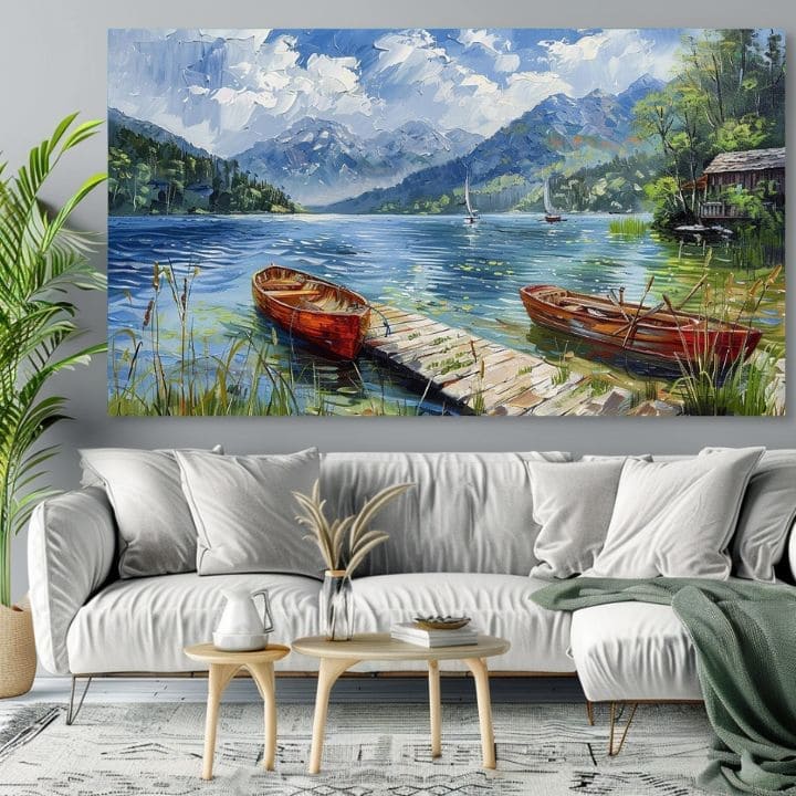 Τοπίο σε καμβά ζωγραφική Ένα μέρος για ξεκούραση | Ακρυλικό λεπτομέρειες