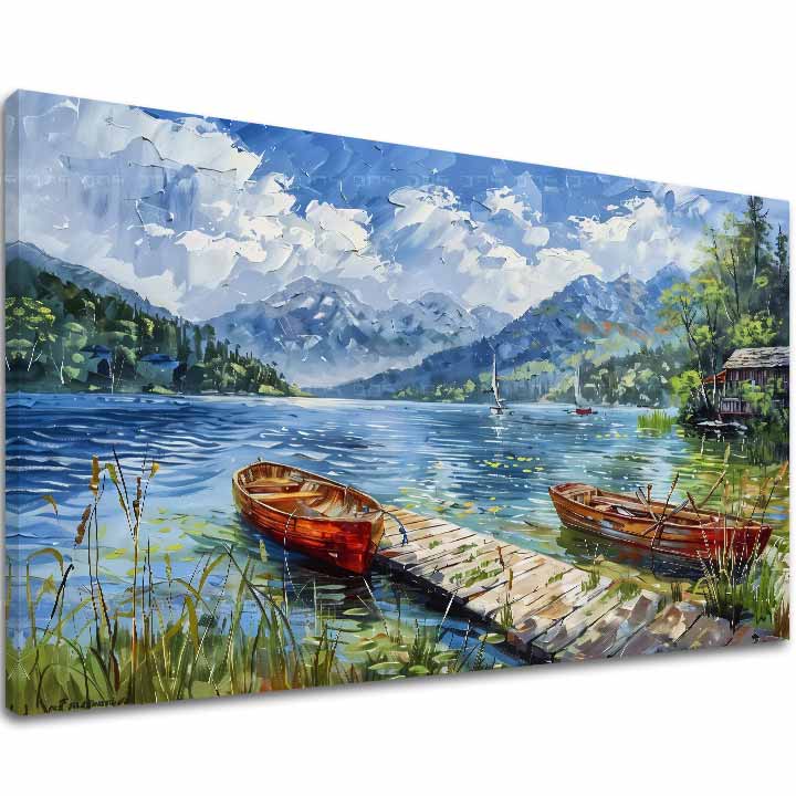 Τοπίο σε καμβά ζωγραφική Ένα μέρος για ξεκούραση | Ακρυλικό λεπτομέρειες