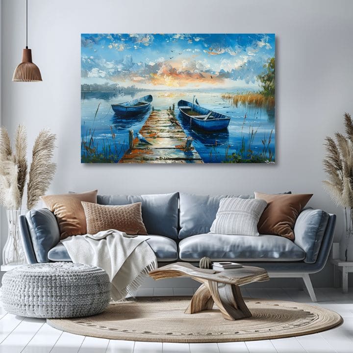 Τοπίο σε καμβά Ρομαντικό ηλιοβασίλεμα | Ακρυλικό λεπτομέρειες