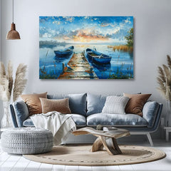 Τοπίο σε καμβά Ρομαντικό ηλιοβασίλεμα | Ακρυλικό λεπτομέρειες