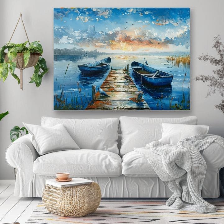 Τοπίο σε καμβά Ρομαντικό ηλιοβασίλεμα | Ακρυλικό λεπτομέρειες