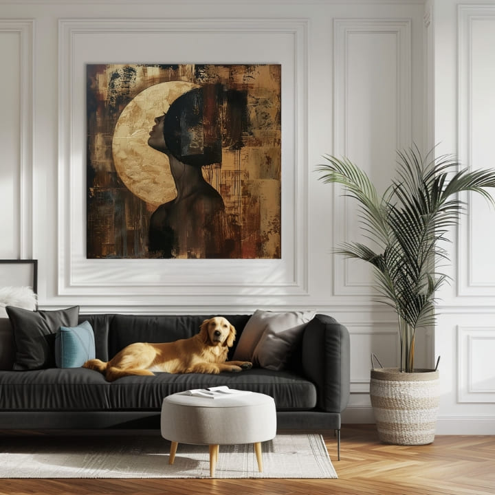 Κομψή εικόνα μιας γυναίκας Αντανάκλαση της Σελήνης