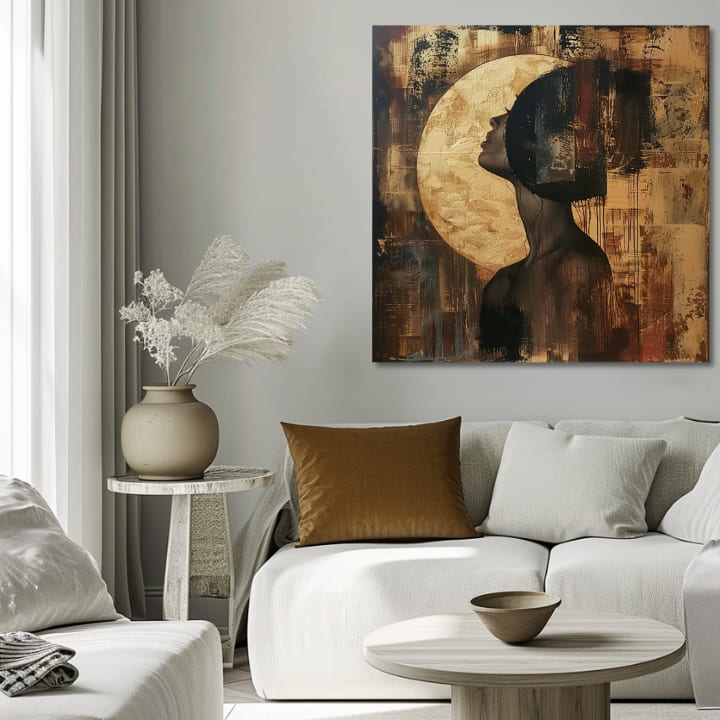 Κομψή εικόνα μιας γυναίκας Αντανάκλαση της Σελήνης