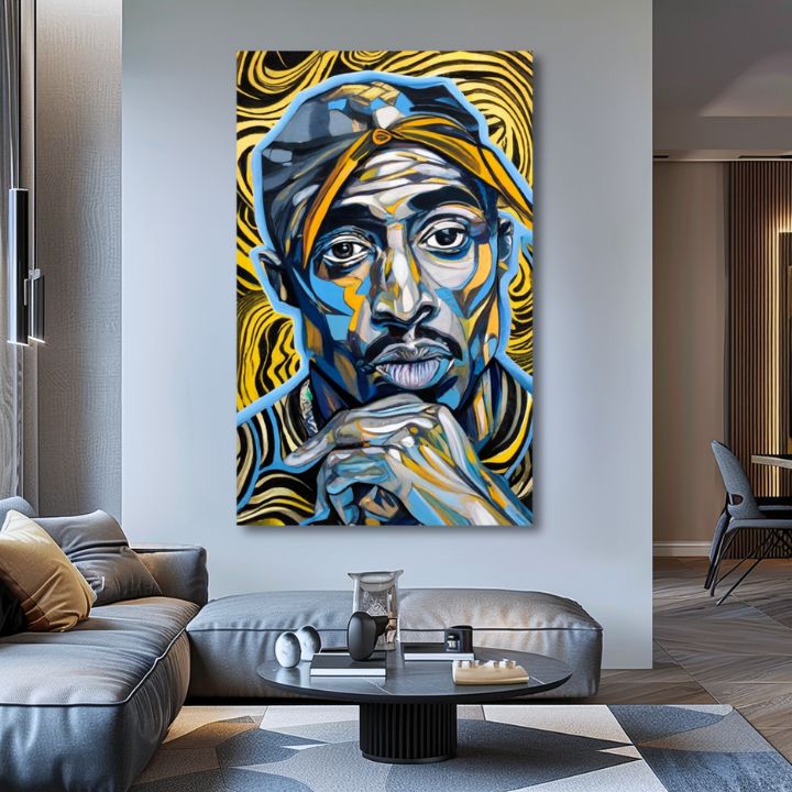 Image Tupac Shakur - Χρυσοί τόνοι της ραπ | 100% αυθεντικό ακρυλικό ζωγραφισμένο