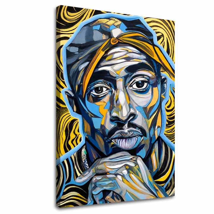 Image Tupac Shakur - Χρυσοί τόνοι της ραπ | φινιρισμένο στο χέρι του καλλιτέχνη - εικόνα 2