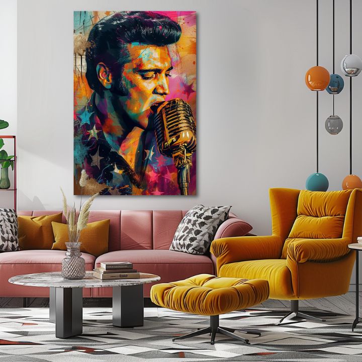 Εικόνα ELVIS PRESLEY - Χρυσή φωνή του rock'n'roll | φινιρισμένο στο χέρι του καλλιτέχνη