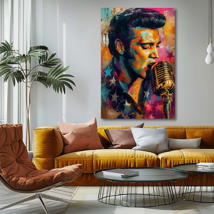 Εικόνα ELVIS PRESLEY - Χρυσή φωνή του rock'n'roll | φινιρισμένο στο χέρι του καλλιτέχνη - εικόνα 3